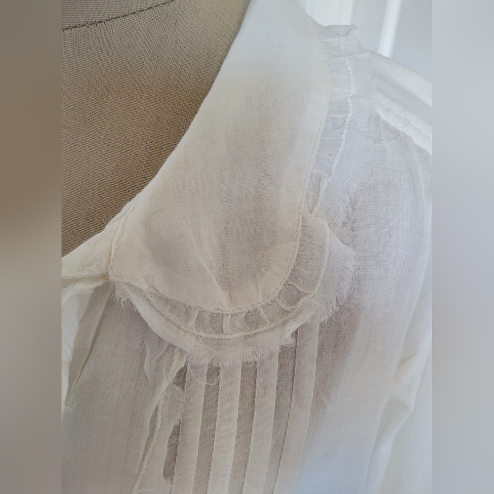 Free People White Ruffled Button-Front Blouse - Picture 5 of 16